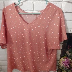 Pink/peach polka dot blouse